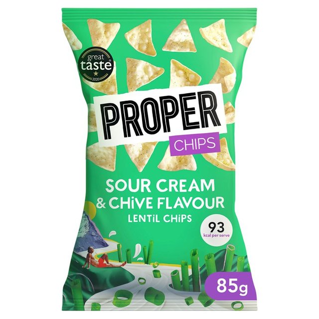 Properchips Sour Cream & Chive Lentil Chips   85g GOODS M&S   