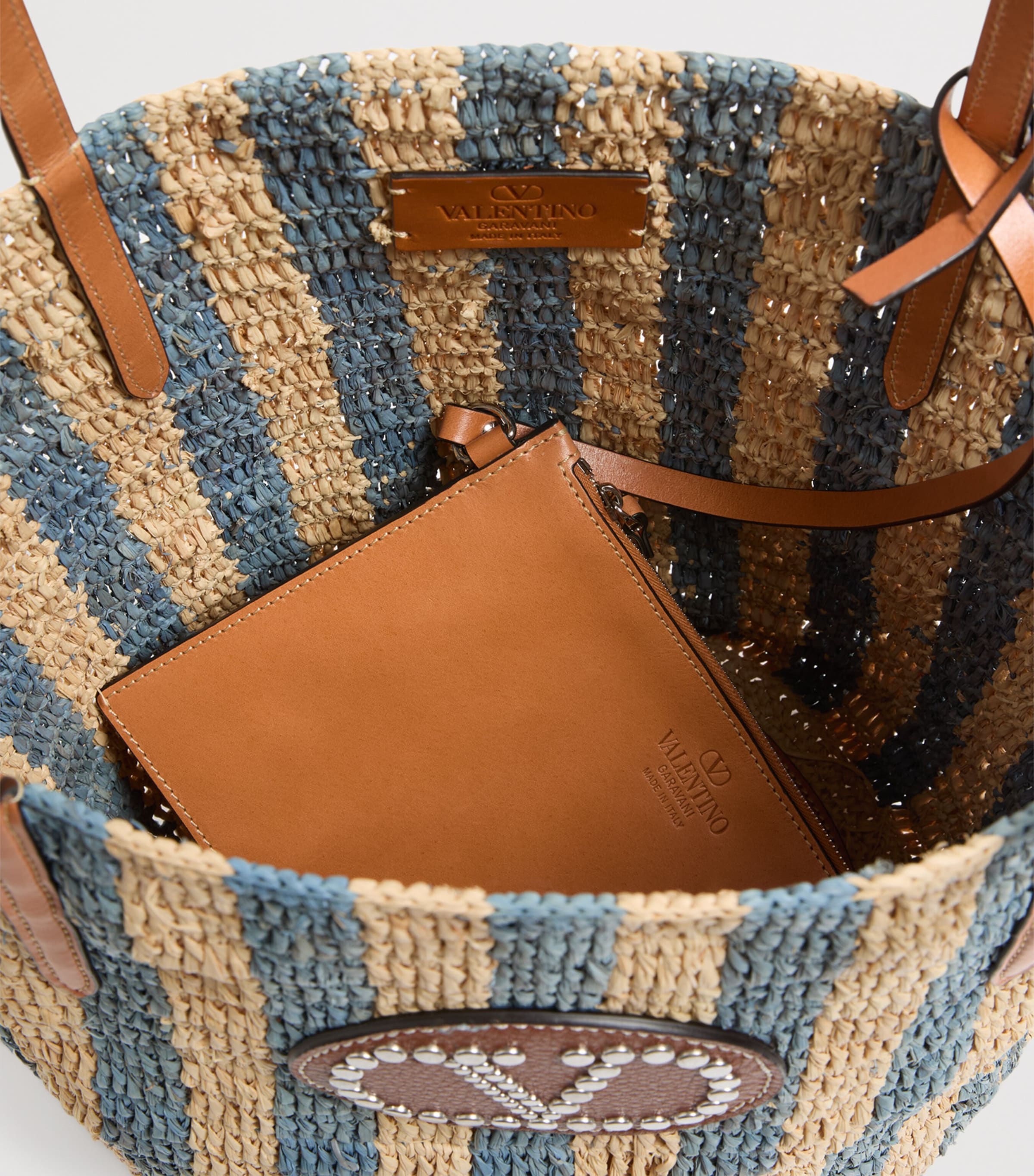 Valentino Garavani straw bucket bag with VLogo, UK version