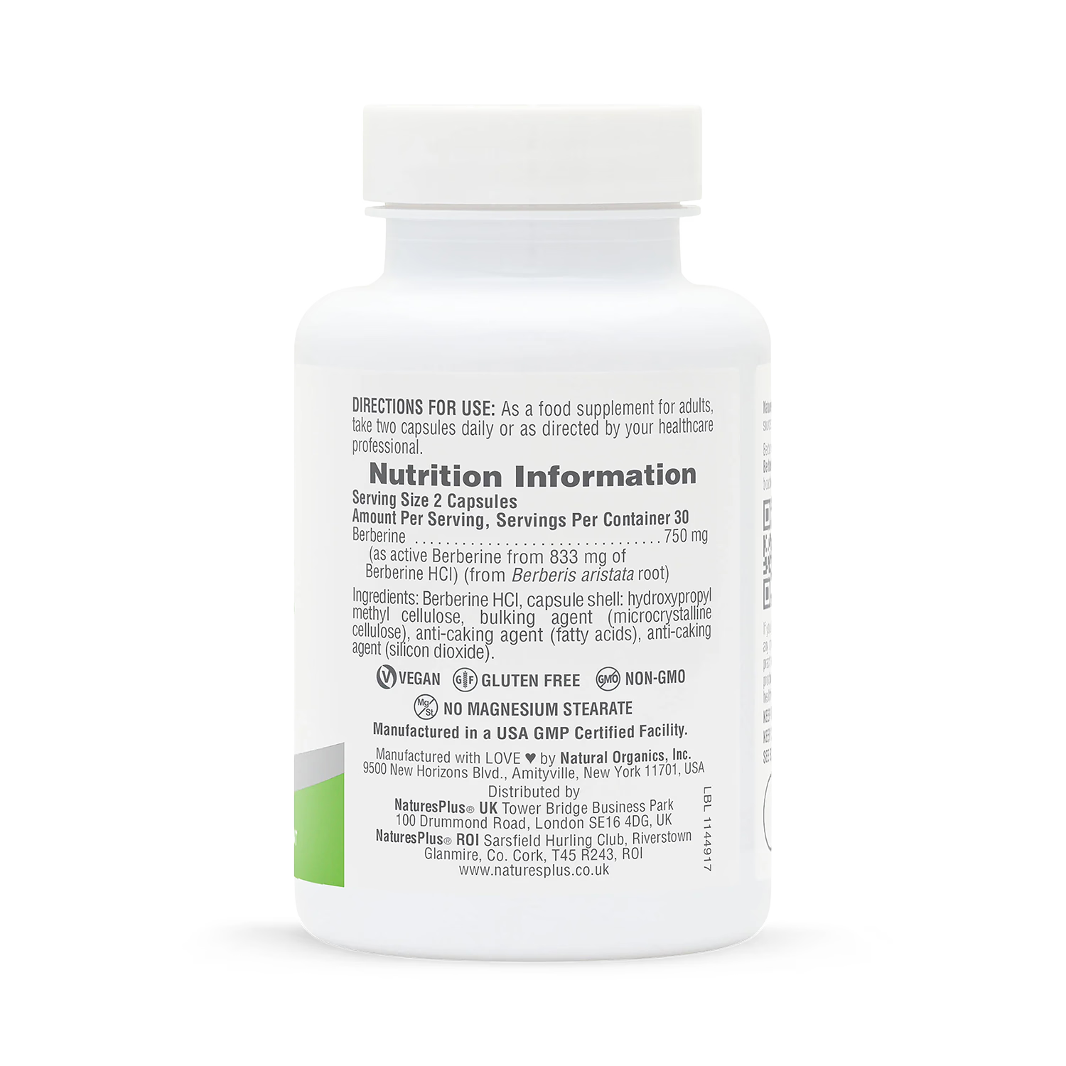 NaturesPlus berberine supplement 750mg 60 capsules - British product
