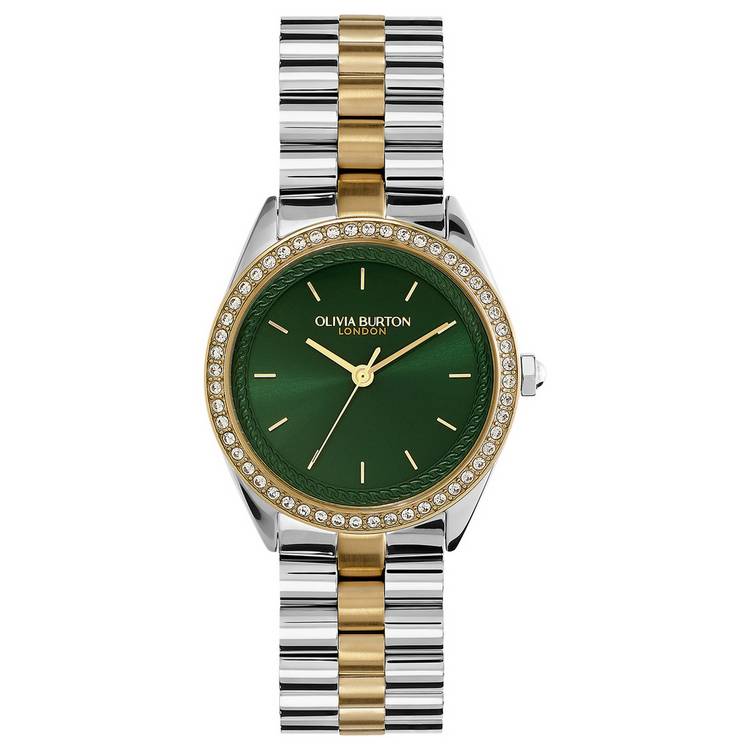 Olivia Burton Green Dial Two Tone Stainless Steel Watch