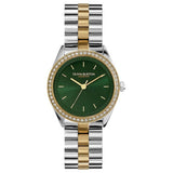 Olivia Burton Green Dial Two Tone Stainless Steel Watch
