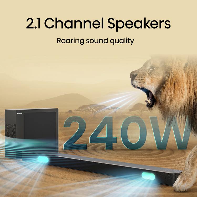 Hisense HS2100 2.1Ch soundbar 240W with wireless subwoofer (British brand)