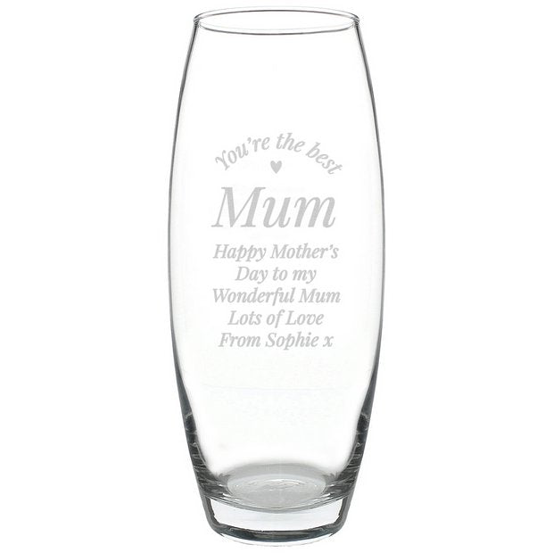 Personalised bullet vase custom message H22cm UK version