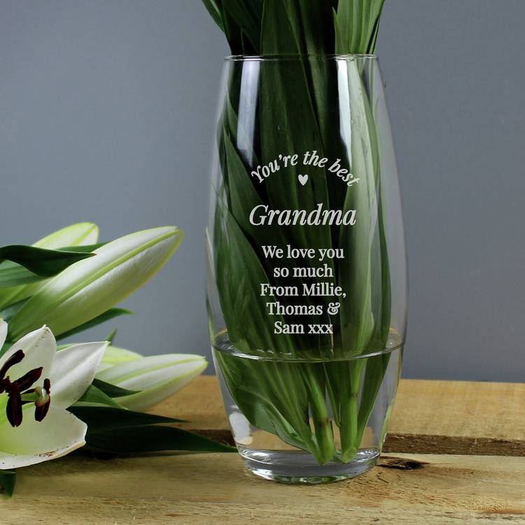 Personalised bullet vase custom message H22cm UK version