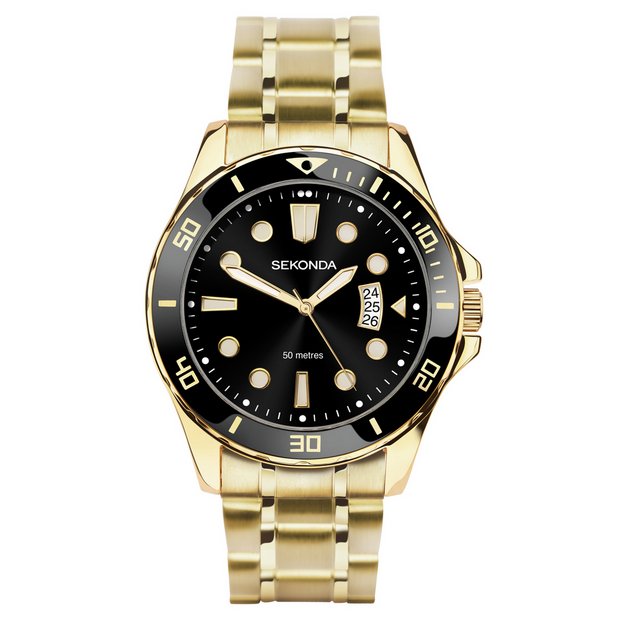Sekonda men's gold plated bracelet watch 43mm - British product