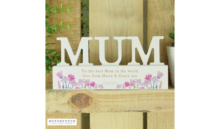 Personalised Message Wild Flower Wooden MUM Ornament