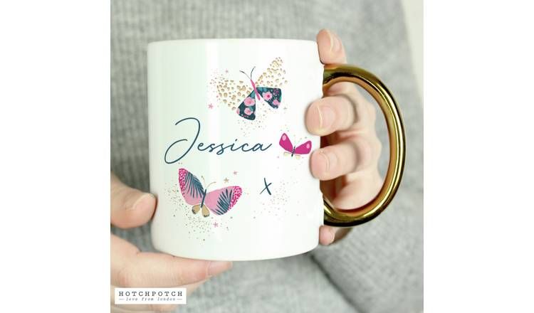 Personalised Message Butterfly Gold Handed Mug GOODS Argos