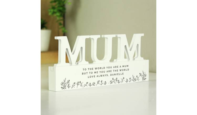 Personalised Message Floral Wooden MUM Ornament