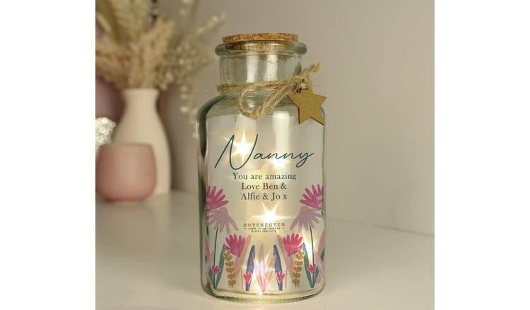 Personalised Message Wild Flower LED Glass Jar