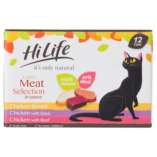 HiLife It's Only Natural Luxury Cat Food Meat Selection   12 x 70g GOODS M&S   