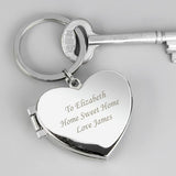 Personalised silver heart photoframe keyring, imported from the UK