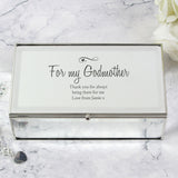 Personalised jewellery box with hearts and swirls design, mirrored glass, three compartments, UK version