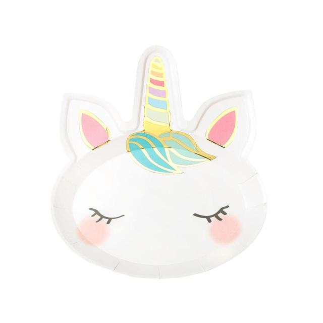 Talking Tables Unicorn Face Shaped Plates   8 per pack