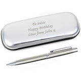 Personalised chrome pen set with engraving box 14cm - British product