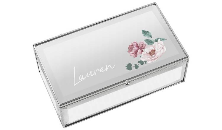 Personalised floral jewellery box with three compartments - British product