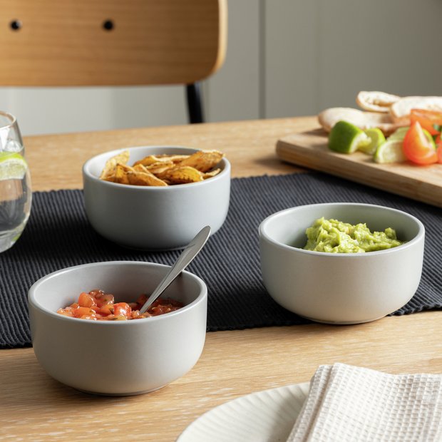 Habitat stoneware nibble bowls 3-piece grey - British product