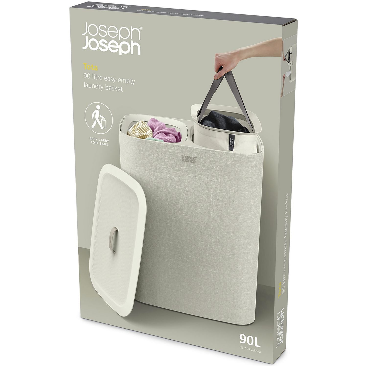 Joseph Joseph Tota laundry basket 90 litre ecru, imported from the UK