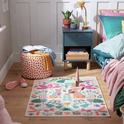 Argos Habitat Kids Enchanted Print Natural Flatweave Rug 80x110cm- Buy online at McGrocer