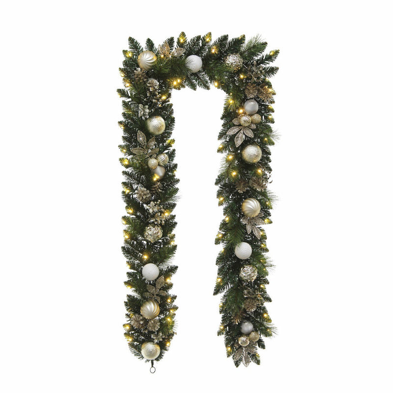 9 ft Pre-lit Christmas Artificial Garland With Twinkling LED Lights