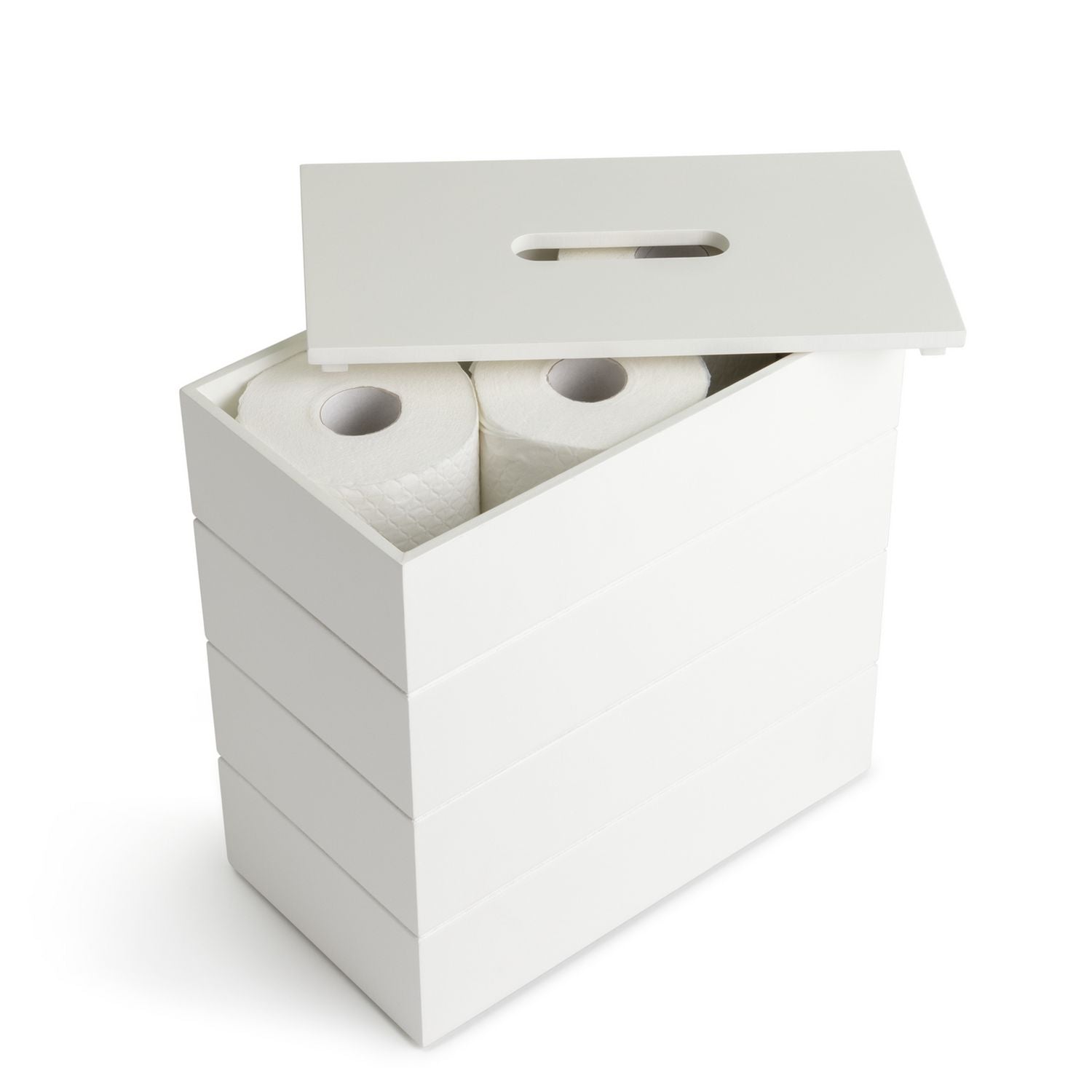 Argos Home white wooden toilet roll holder storage cupboard, UK version