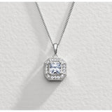 Revere square halo pendant necklace sterling silver, imported from the UK