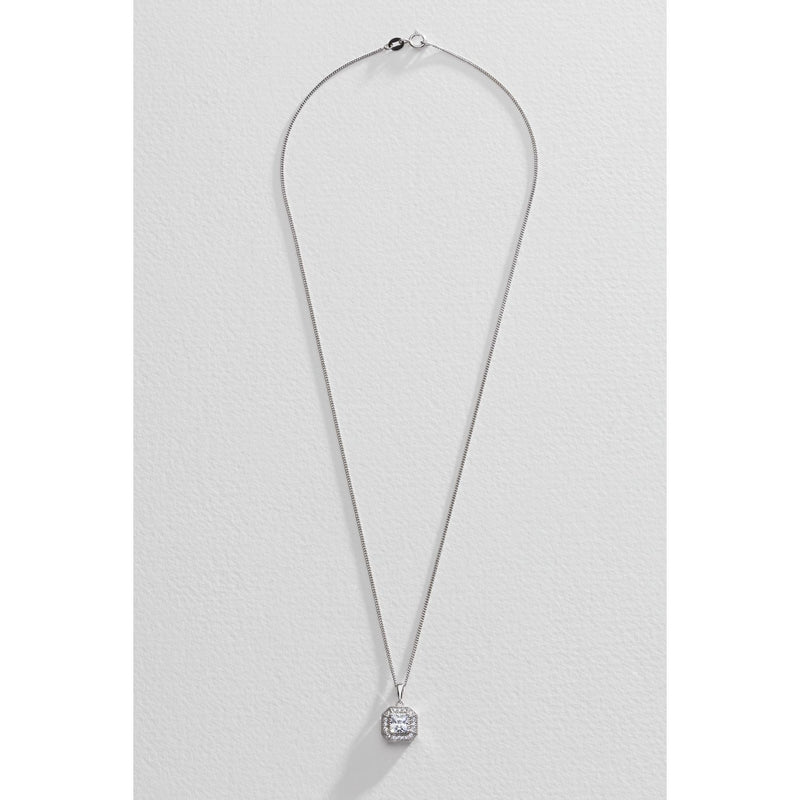 Revere square halo pendant necklace sterling silver, imported from the UK