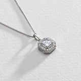 Revere square halo pendant necklace sterling silver, imported from the UK