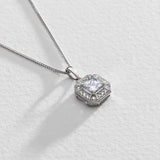 Revere square halo pendant necklace sterling silver, imported from the UK