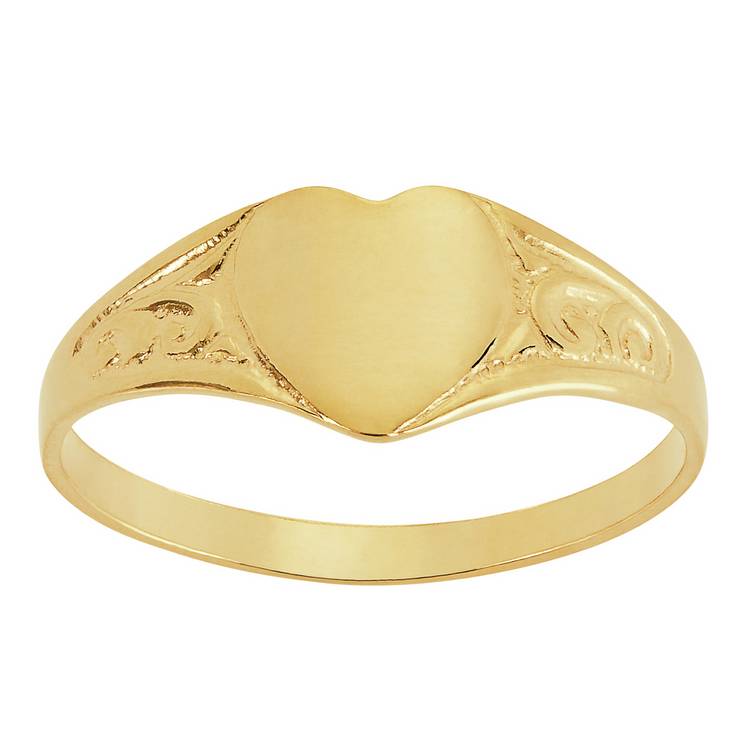Revere 9ct gold heart signet ring size D children - British product