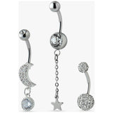 Revere surgical steel belly bars set of 3, imported from the UK