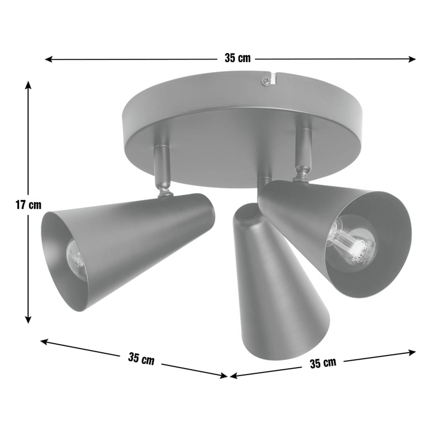 Argos Home matte black steel 3-light spotlight plate (British brand)
