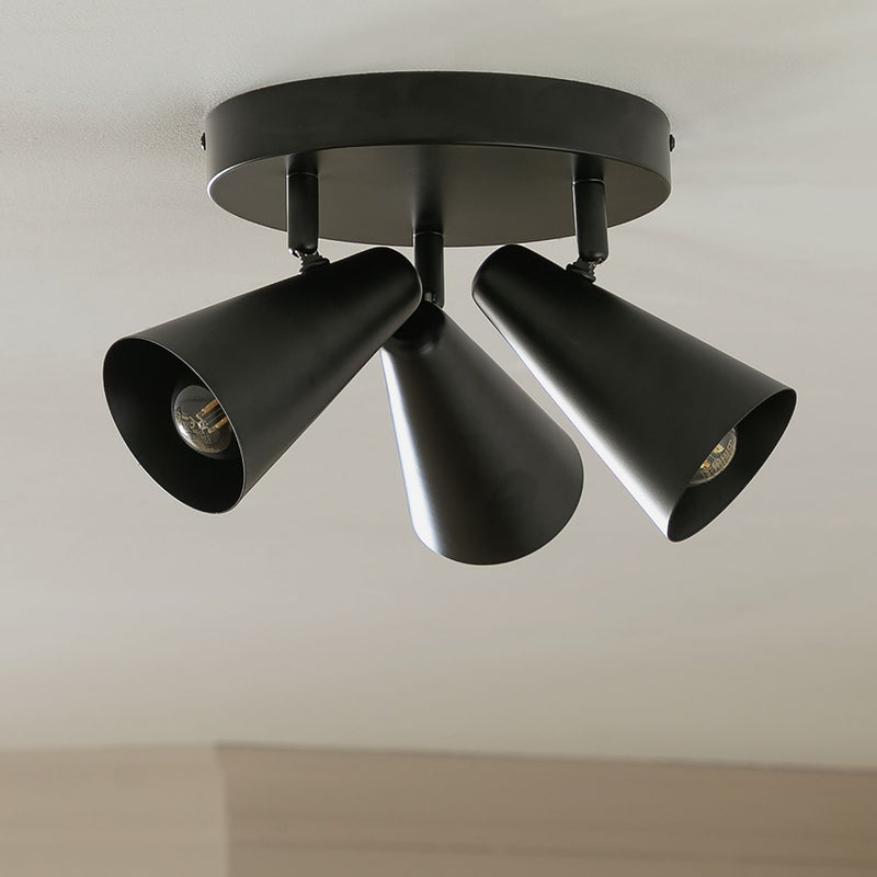 Argos Home matte black steel 3-light spotlight plate (British brand)