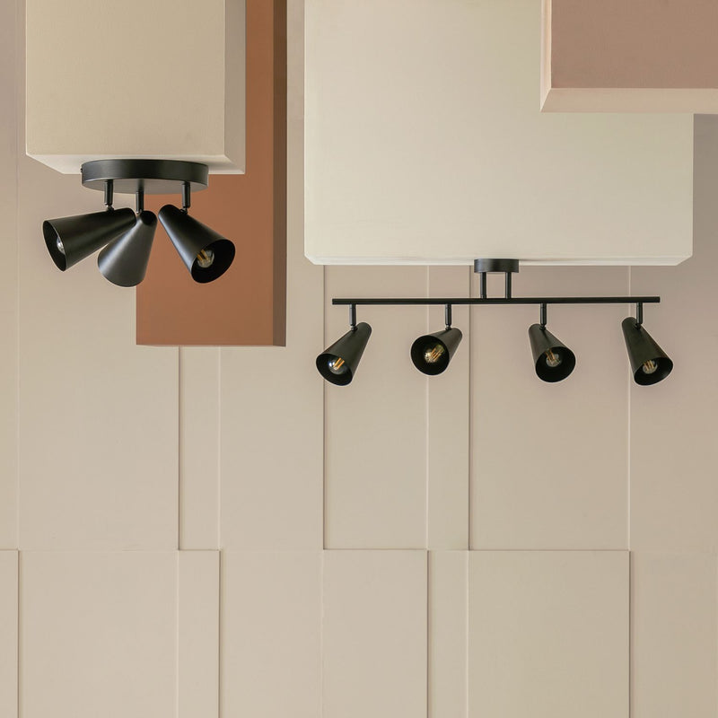 Argos Home matte black steel 3-light spotlight plate (British brand)