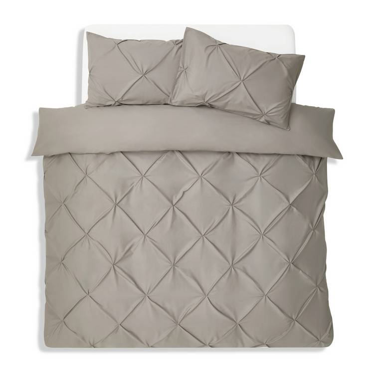 Argos Home pinch pleat pintuck grey bedding set double (British brand)
