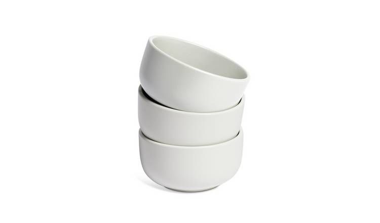 Habitat Matte Glaze 3 Piece Stoneware Nibble Bowls - White GOODS Argos