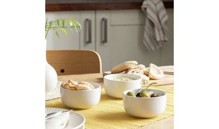 Habitat Matte Glaze 3 Piece Stoneware Nibble Bowls - White GOODS Argos