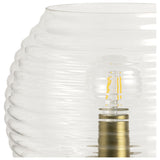 Habitat Hub table lamp with brass base and glass shade, UK version