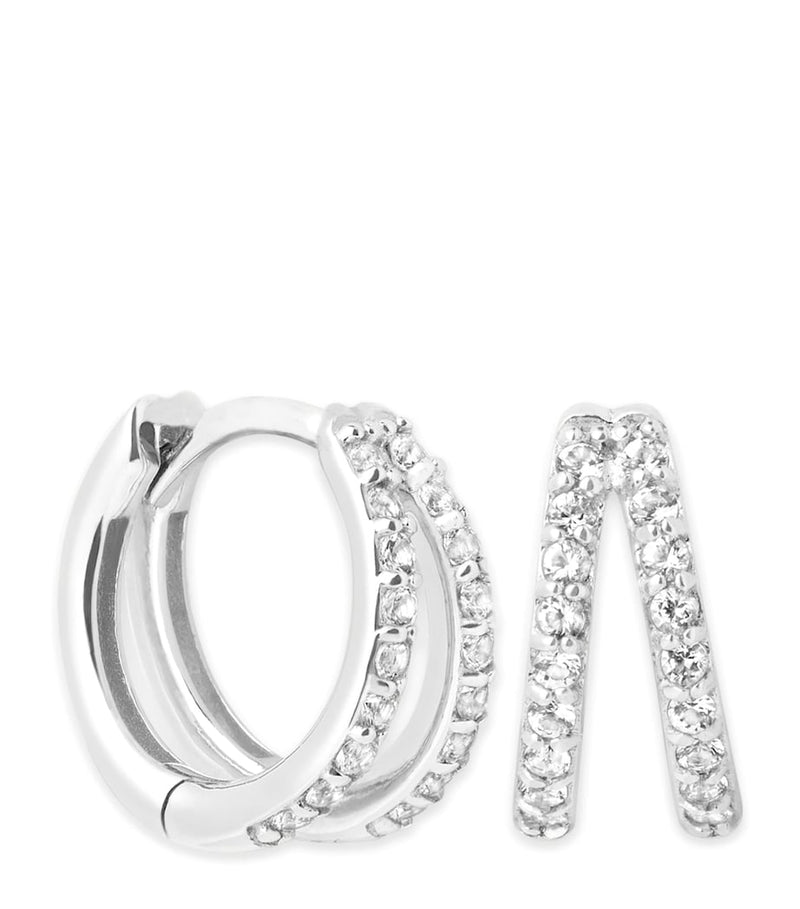 Astrid & Miyu white gold topaz illusion huggie earrings, imported from the UK