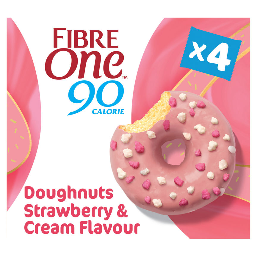 Fibre One 90 Calorie Doughnuts Strawberry & Cream Flavour 4x