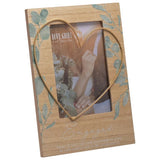 Love Story wooden engagement frame brown with wire heart 25x16cm - British product