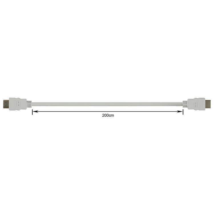White 2m HDMI cable with gold-plated connectors - British product
