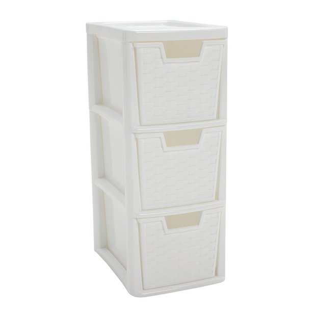 Argos rattan storage tower white 3 drawer - British product