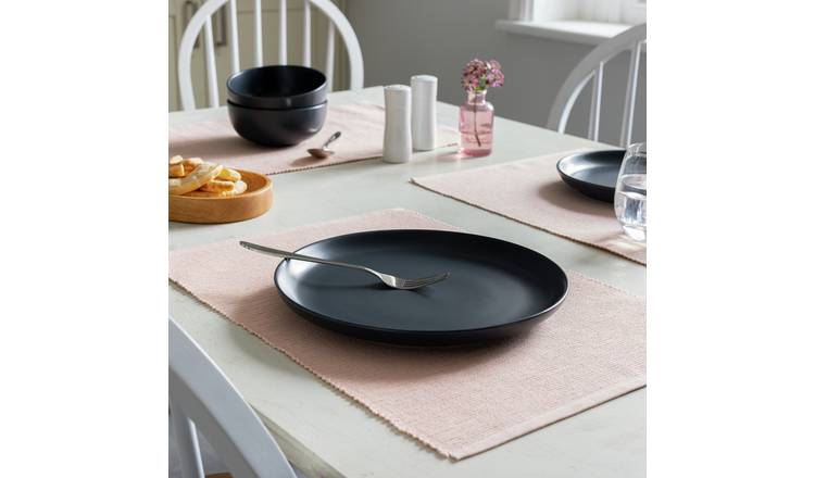 Habitat ribbed cotton placemats set of 4 blush - British product