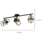 EGLO Dellow three-light black ceiling spotlight (British brand)