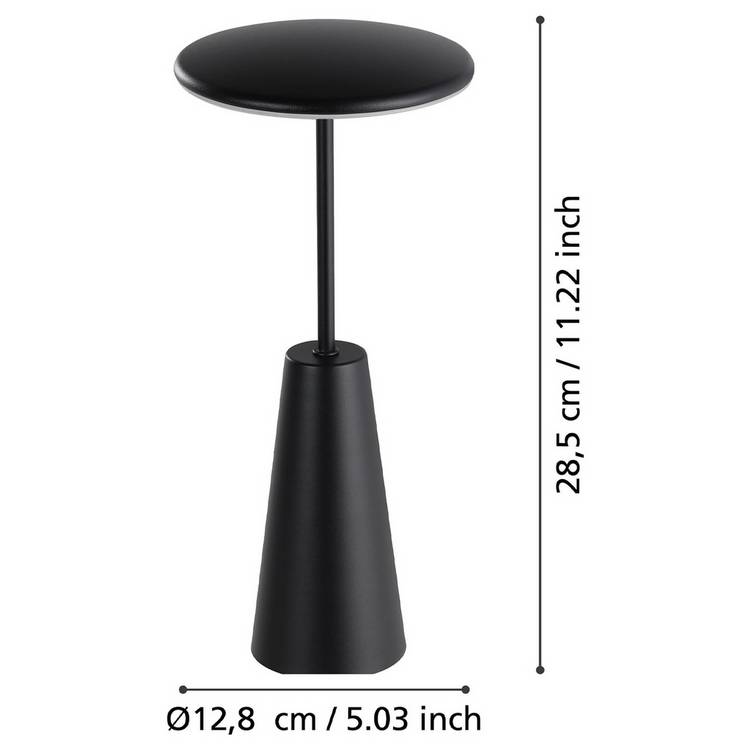 EGLO Piccola black portable LED table lamp with touch control - British product