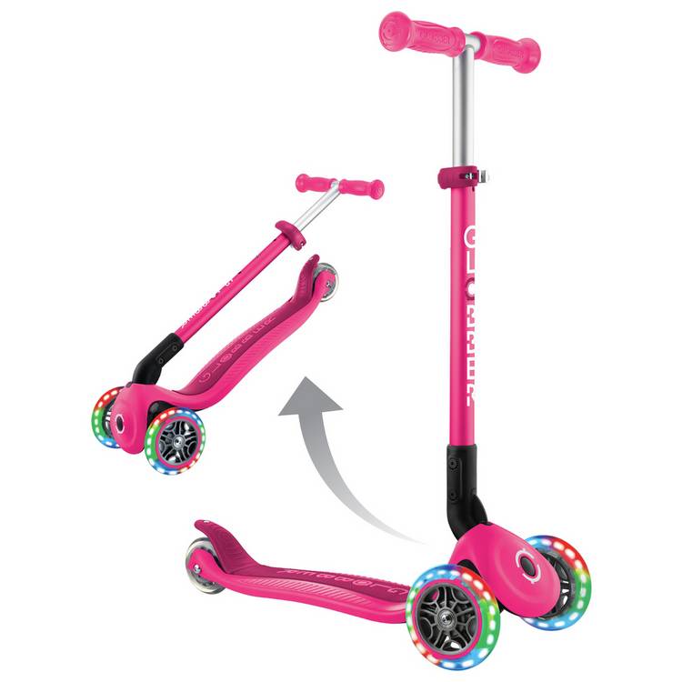 Globber pink 3-wheel foldable scooter for kids (British brand)