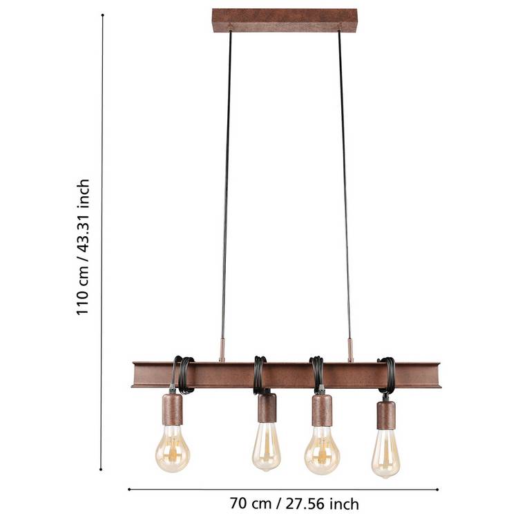 EGLO 4-light ceiling light antique brass, UK version