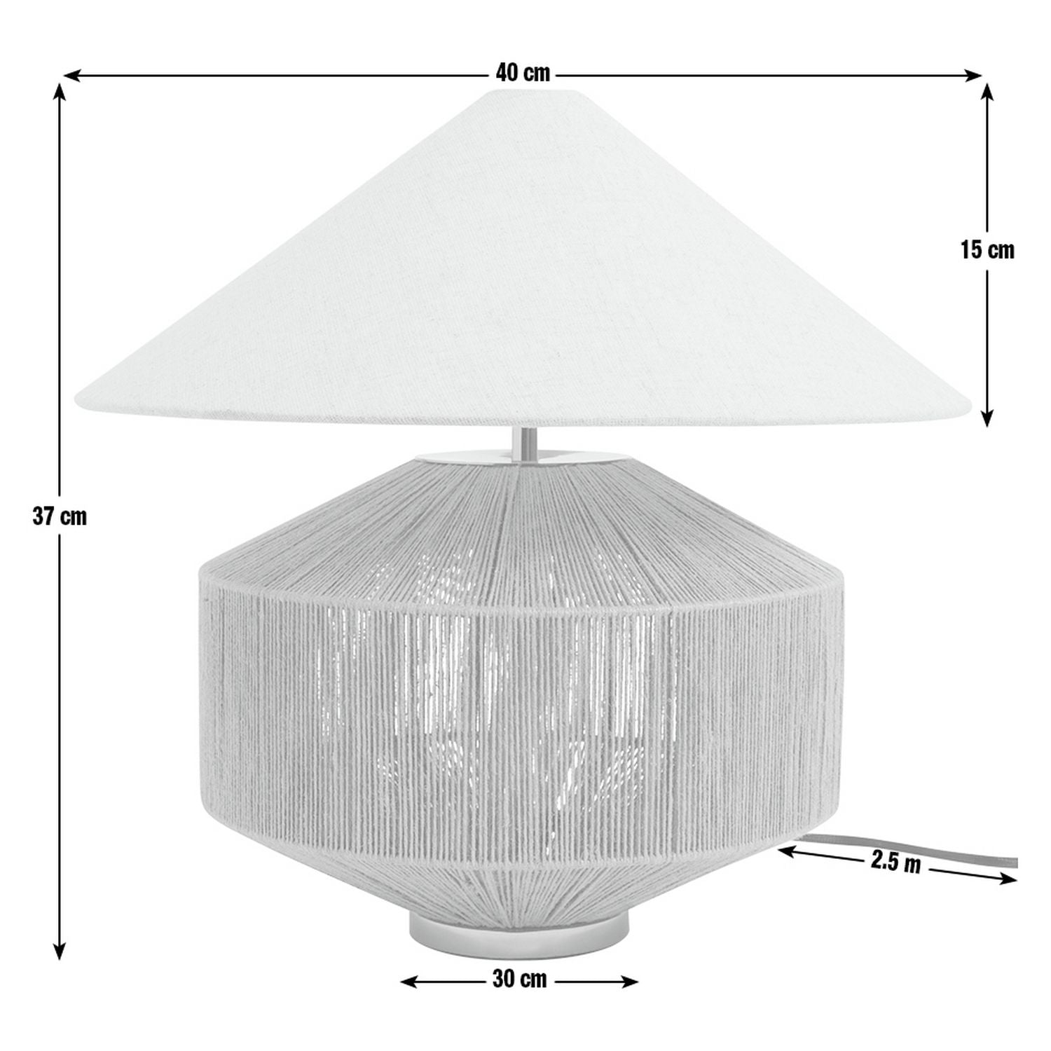 Habitat jute wrapped table lamp with cream shade 37cm - British product