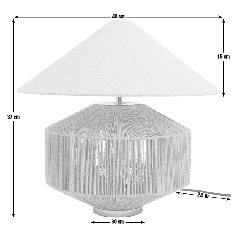 Habitat jute wrapped table lamp with cream shade 37cm - British product