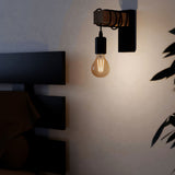 Eglo steel wall light black and wood, imported from the UK